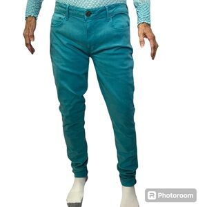 THVM This Here Very Moment Teal Western Skinny Jeans New With Tag Size 31” Waist